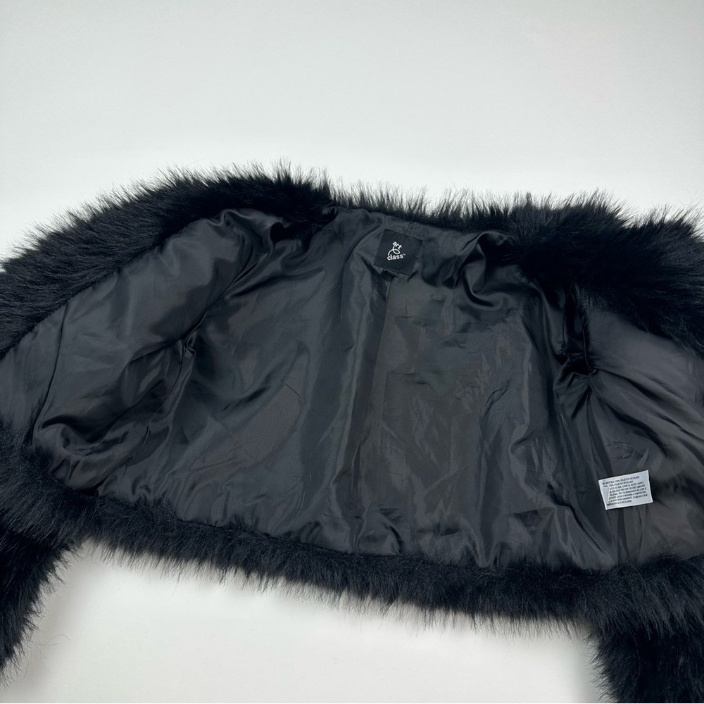 Art Class Plush Black Faux Fur Jacket Size Large - Picture 4 of 8